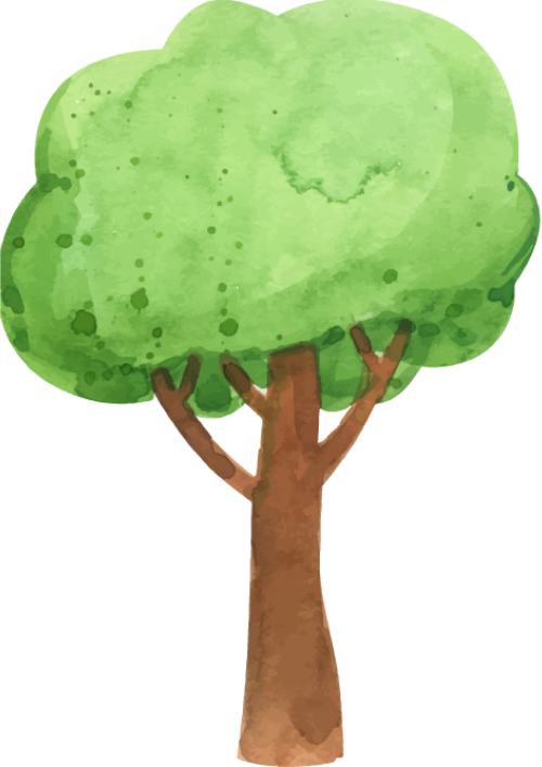 Cây xanh, cây, tree, môi trường, environment, cute, dễ thương, water color