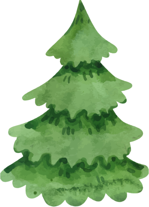 Cây xanh, cây, tree, cây thông, pine, cute, dễ thương, water color