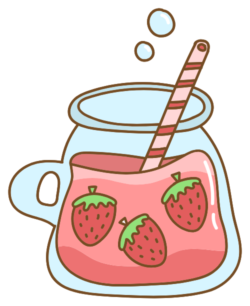 Summer, mùa hè, cute, dễ thương, dâu, strawberry, nước, drink, soda