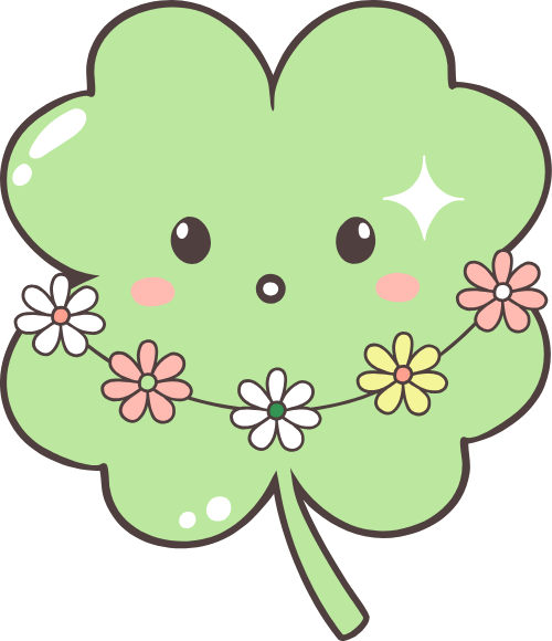 Cute, dễ thương, cỏ bốn lá, lucky, clover, four-leaf clover, emoji 2