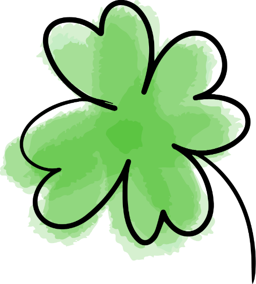 Cute, dễ thương, cỏ bốn lá, lucky, clover, four-leaf clover, watercolor 2