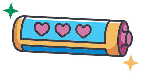 Y2k, retro, vintage, flat design, trái tim, heart, pin, battery