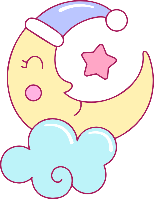Cute, dễ thương, mặt trăng, mây, cloud, moon