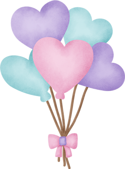 Watercolor, màu nước, bong bóng, balloon, heart, trái tim, cute, dễ thương