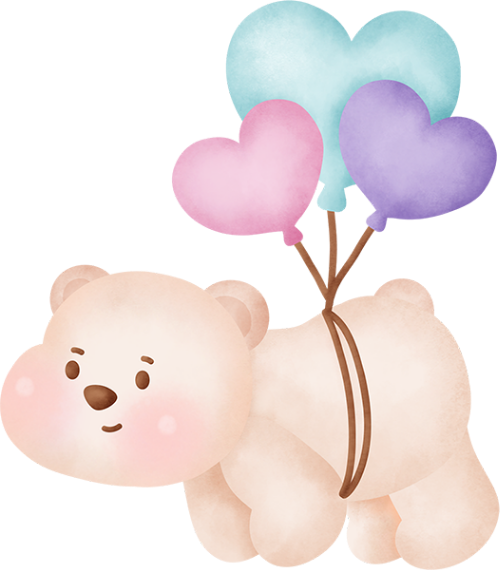 Watercolor, màu nước, gấu, bear, cute, dễ thương
