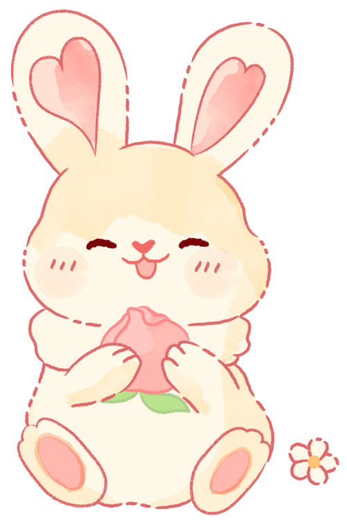 Thỏ, bunny, rabbit, watercolor, cute, dễ thương