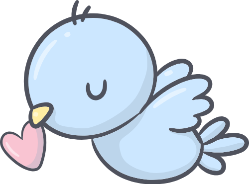 Cute, dễ thương, trái tim, heart, chim, bird