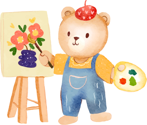 Watercolor, màu nước, gấu, bear, cute, dễ thương, vẽ tranh, drawn