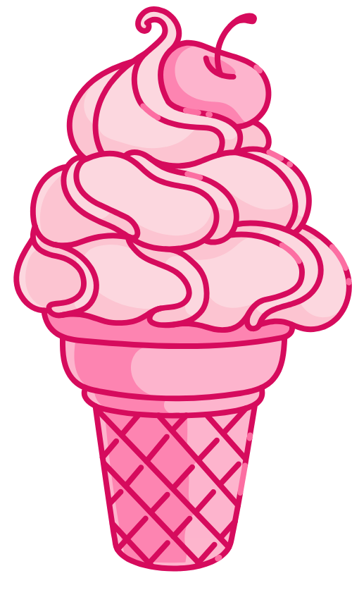 Kem, ice cream, cute, dễ thương, pink