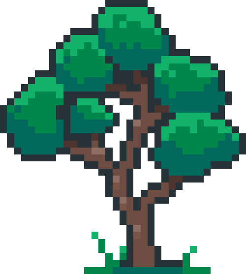 Cây xanh, cây, tree, pixel, dễ thương, cute