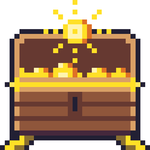 Kho báu, hòm, rương, treasure, pixel, dễ thương, cute