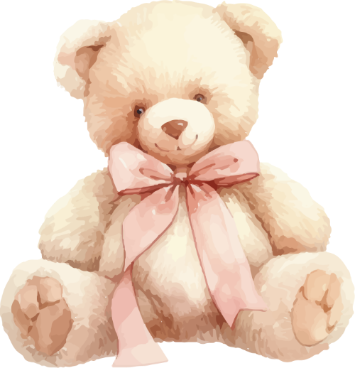 Gấu, bear, nơ,  bow tie, water color, màu nước 4