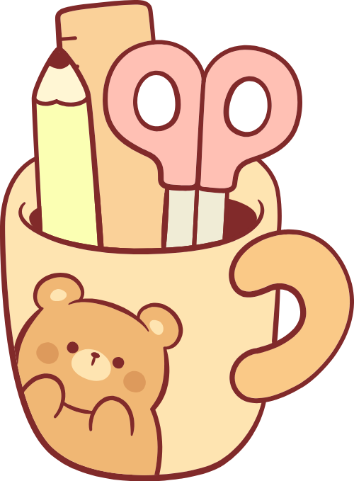 Ly, cup, bút, pen, kéo, Gấu, bear, dễ thương, cute