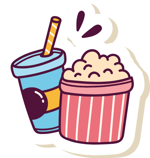 Ăn vặt, ăn nhanh, bắp rang, nước ngọt, snacks, fast food, popcorn, soft drinks