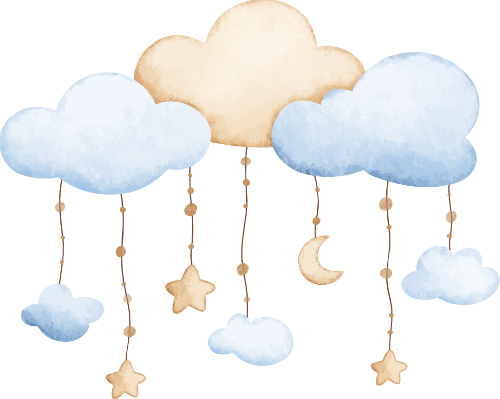 Đám mây, mây, cloud, ngôi sao, star, water color, màu nước, cute, dễ thương