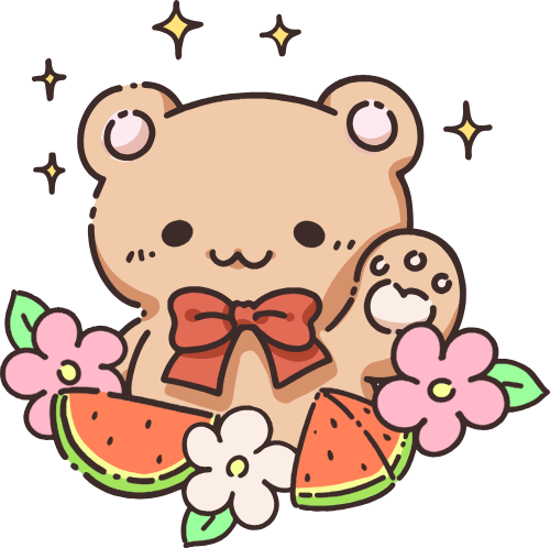 Gấu, bear, dưa hấu, watermelon, dễ thương, cute