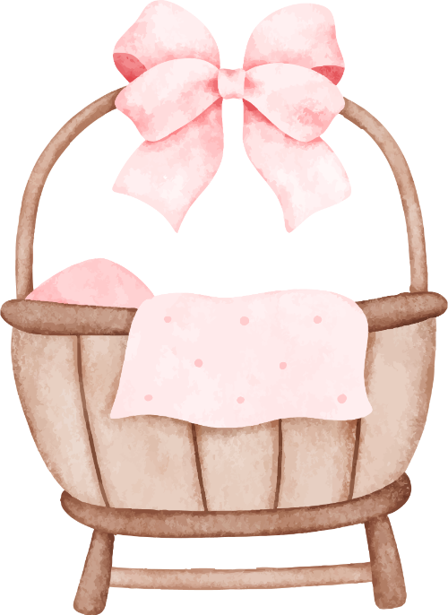 Nôi, cái nôi, giường, bed, water color, màu nước, cute, dễ thương