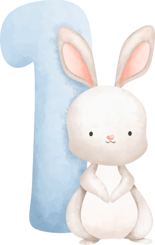 Chữ số, số, số đếm, number, thỏ, rabbit, số 1, 1, one