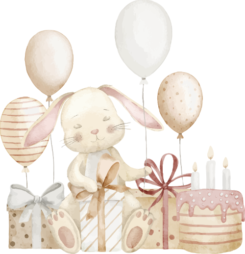 Thỏ, rabbit, dễ thương, cute, cọ, brush, màu nước, water color