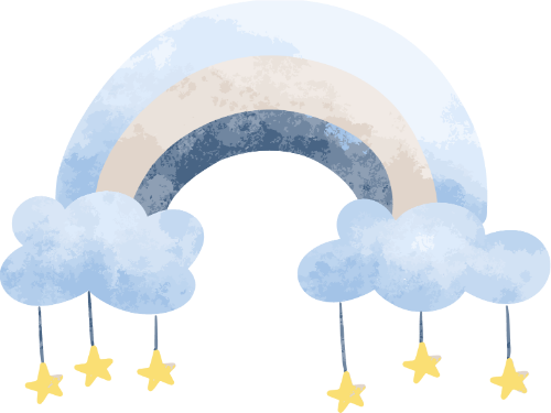 Mây, đám mây, cloud, cầu vồng, rainbow, water color, màu nước, cute, dễ thương