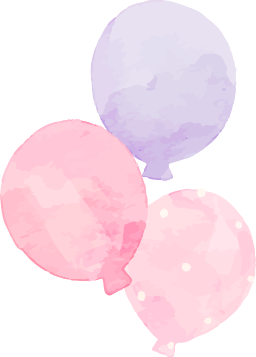 Bóng, bong bóng, balloon, water color, màu nước, cute, dễ thương