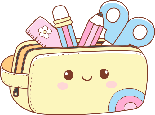 Bóp viết, bút chì, kéo, dụng cụ học tập, dễ thương, cute