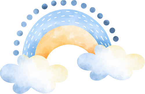 Mây, đám mây, cloud, cầu vồng, rainbow, water color, màu nước, cute, dễ thương