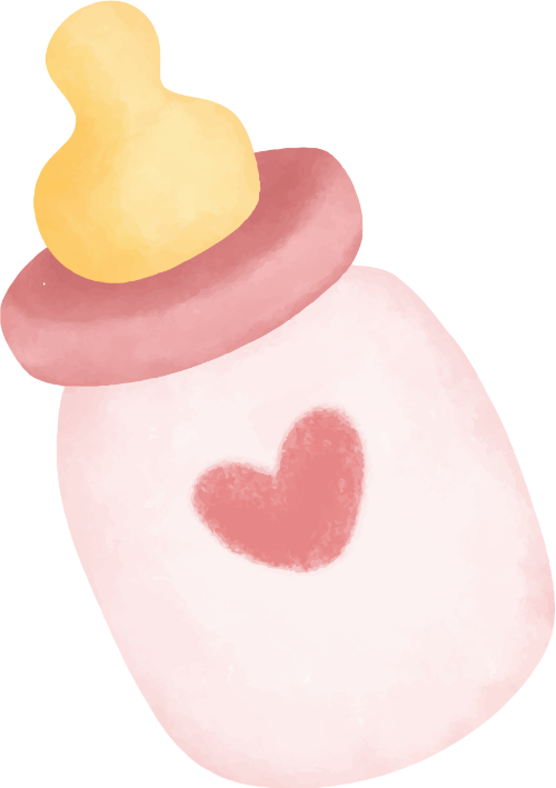 Phụ kiện, bình sữa, sữa, milk, water color, màu nước, cute, dễ thương