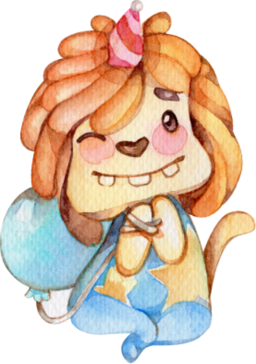Sư tử, lion, dễ thương, cute, water color, màu nước