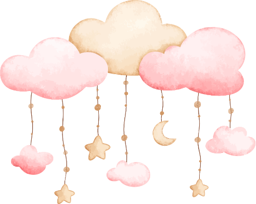 Đám mây, mây, cloud, ngôi sao, star, water color, màu nước, cute, dễ thương