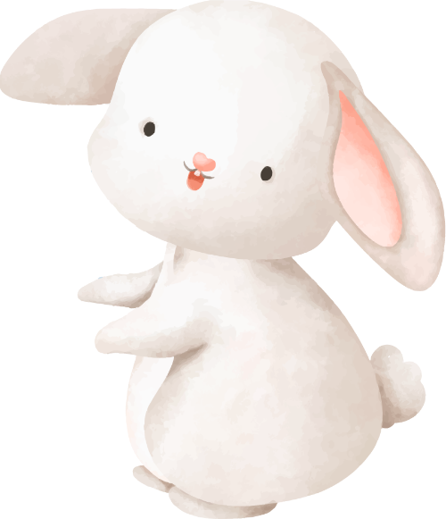 Thỏ, rabbit, dễ thương, cute, cọ, brush, màu nước, water color 3