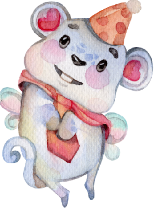 Chuột , sinh nhật, dễ thương, mouse, birthday, cute, water color, màu nước