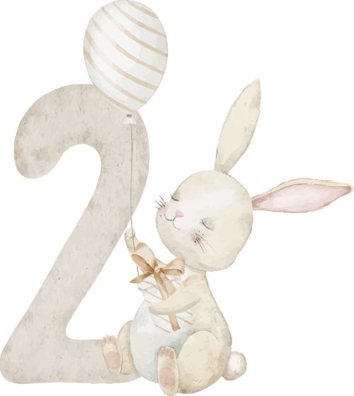 Chữ số, số, số đếm, number, thỏ, rabbit, số 2, 2, two