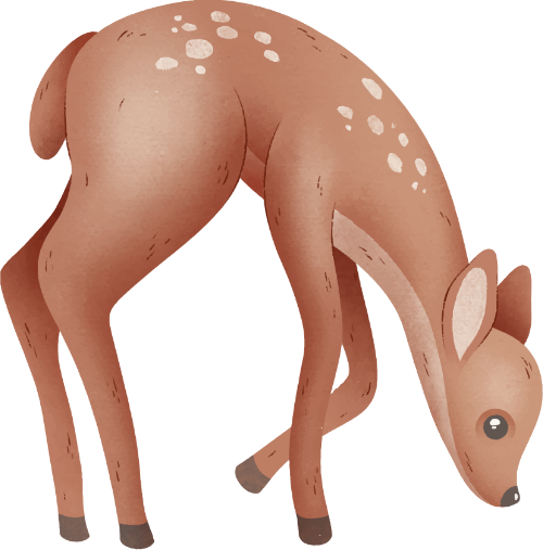 Nai, con nai, deer, water color, màu nước, cute, dễ thương