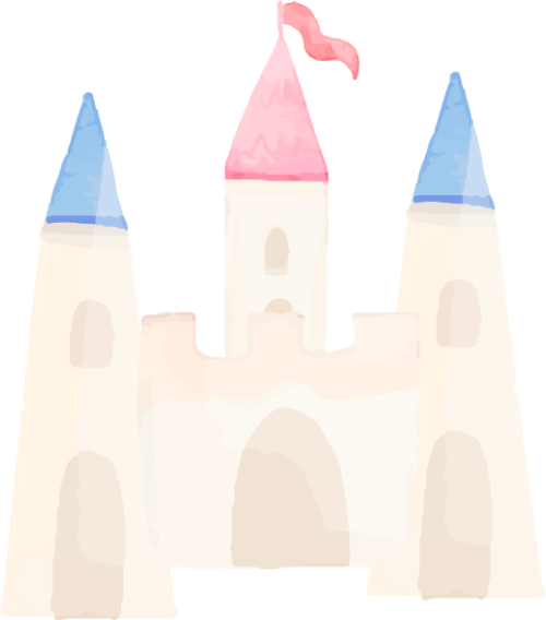 Lâu đài, castle, đồ chơi, toy, water color, màu nước, cute, dễ thương
