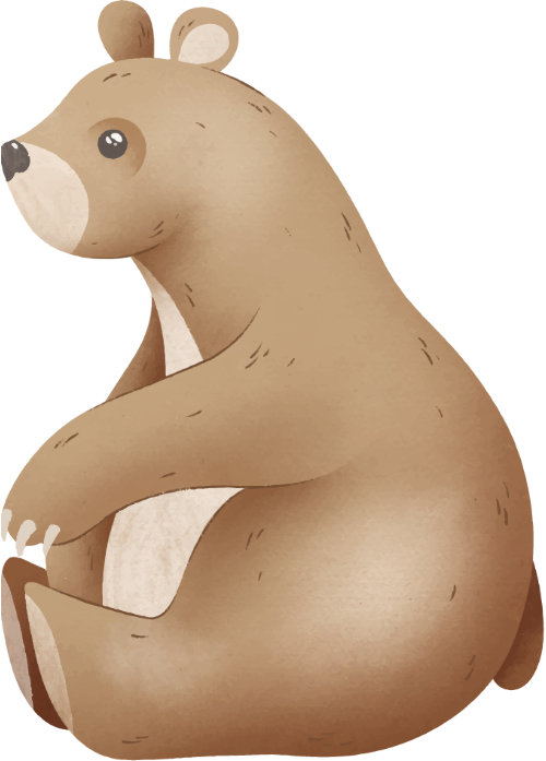 Gấu, bear, water color, màu nước, cute, dễ thương