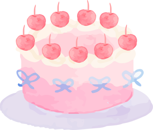 Bánh kem, bánh ngọt, cake, water color, màu nước, cute, dễ thương