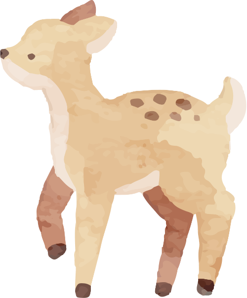 Nai, con nai, deer, water color, màu nước, cute, dễ thương