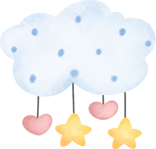 Mây, đám mây, cloud, ngôi sao, star, heart, trái tim, water color, màu nước, cute, dễ thương