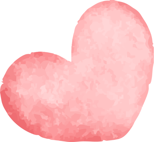 Trái tim, heart, water color, màu nước, cute, dễ thương