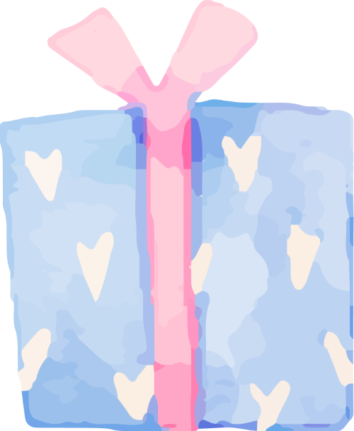 Hộp quà, quà, gift, hộp, box, gift box, water color, màu nước, cute, dễ thương