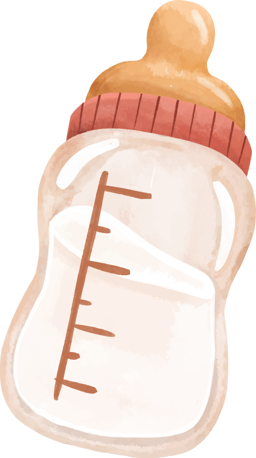 Bình sữa, milk bottle, cọ, brush, màu nước, water color 5
