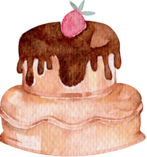Bánh kem, cake, cute, water color, màu nước