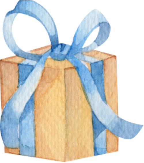 Quà, gift, water color, màu nước