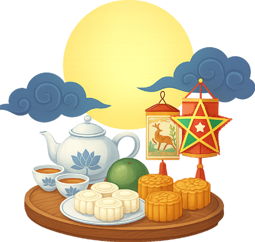 Trung thu, mid autumn, bánh, cake, bánh trung thu, trà, trăng, moon cake, tea, moon