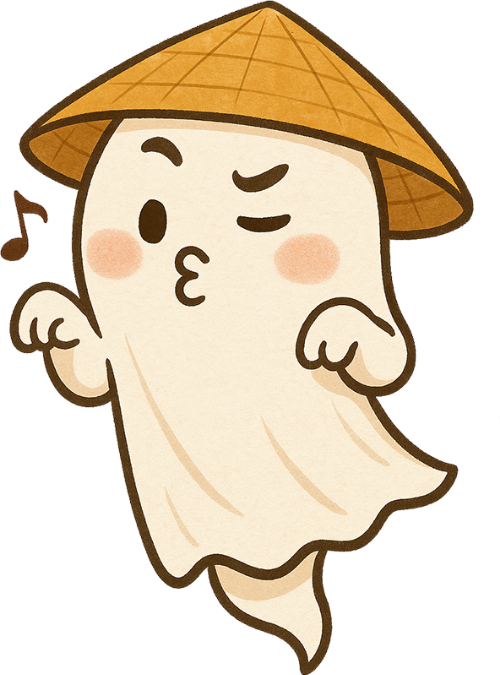 Ma, ma đội nón lá, con ma, con ma tinh nghịch, ghost, cute, dễ thương