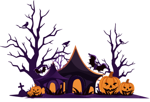 Nhà ma, nhà, home, house, bí đỏ, bí ngô, pumpkin, halloween, lễ hội, festival