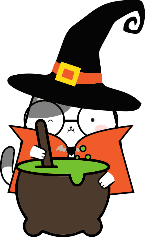 Mèo, con mèo, mèo phù thủy, phù thủy, halloween, cute, dễ thương 3