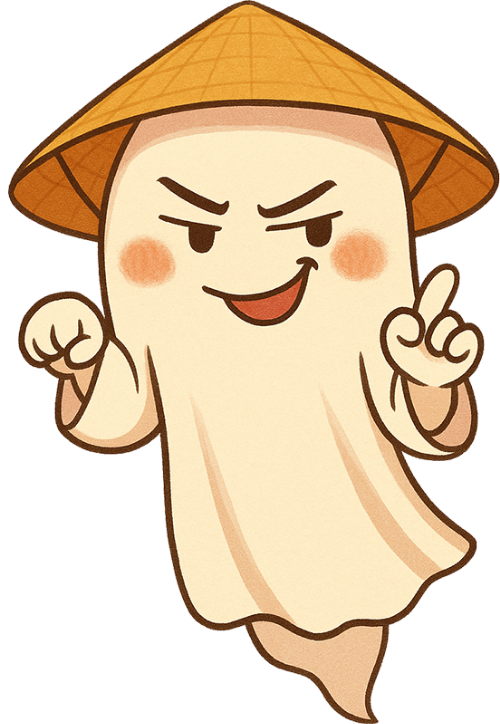 Ma, ma đội nón lá, con ma, con ma tinh nghịch, ghost, cute, dễ thương
