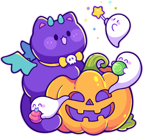 Ma, con ma, ghost, bí đỏ, pumpkin, mèo, cat, halloween, cute, dễ thương